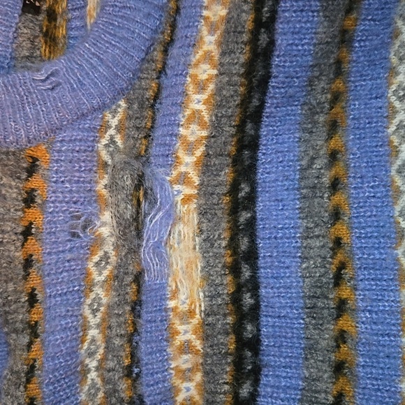 Zara Blue Fair Isle Crewneck Sweater - Picture 4 of 6